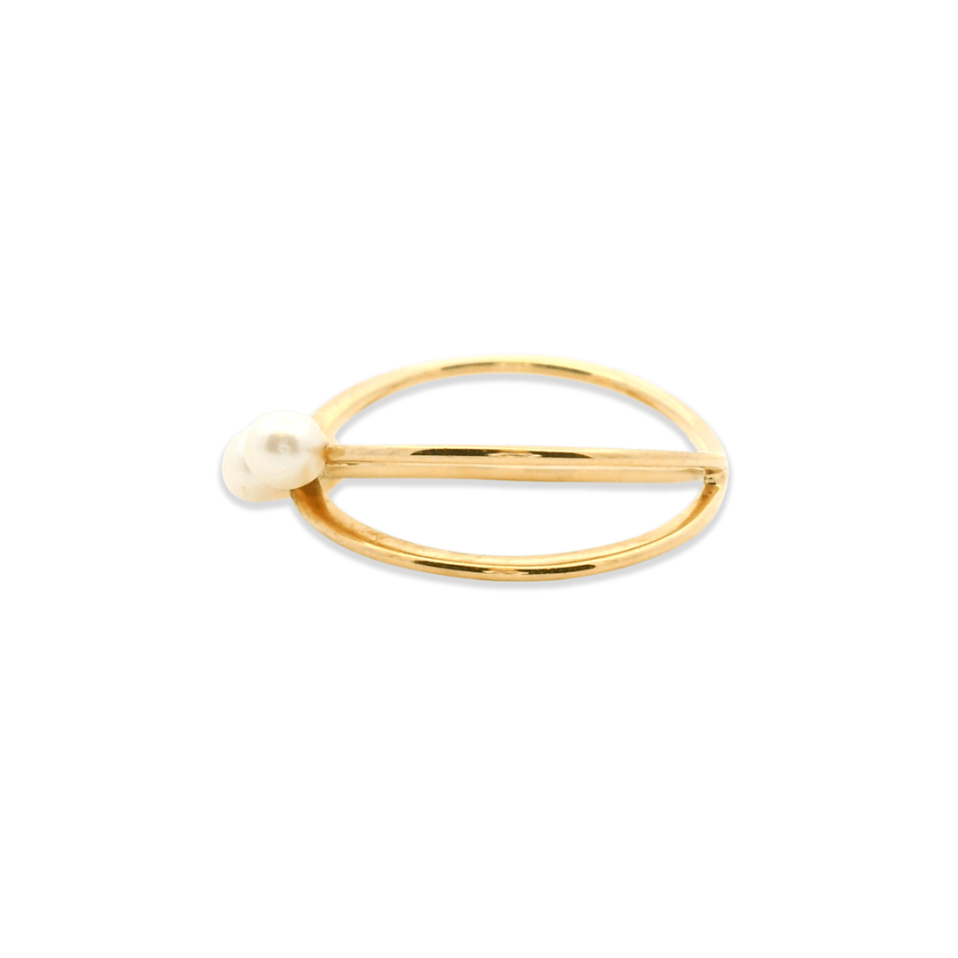 Estate 14K Yellow Gold Cultured Pearl Cross Over Ring by Effy