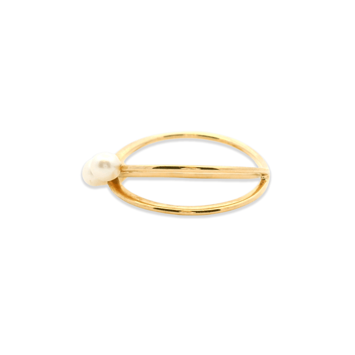Estate 14K Yellow Gold Cultured Pearl Cross Over Ring by Effy