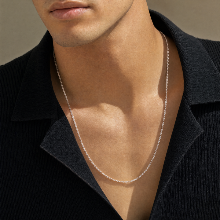 Estate Sterling Silver 1.95MM Rope Chain Necklace