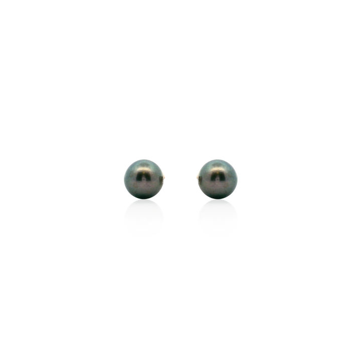 Estate 14K Yellow Gold 5MM Cultured Black Pearl Stud Earrings