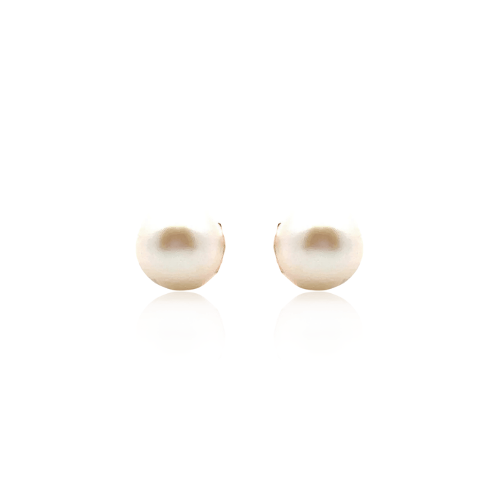 Estate 14K Yellow Gold Round Natural Pearl Stud Earrings