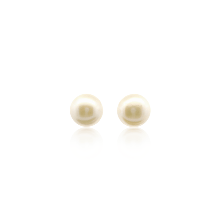 Estate Sterling Silver 8-9MM Button Pearl Stud Earrings