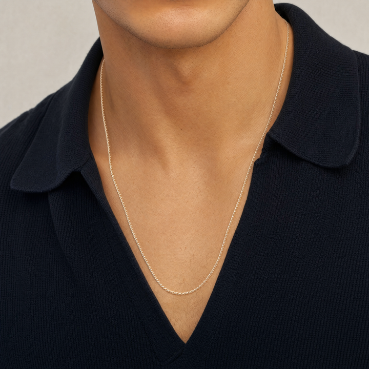 Estate Sterling Silver Rope Chain Necklace
