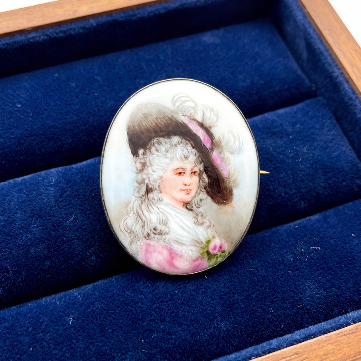 Estate Antique Edwardian Framed Portrait Pin