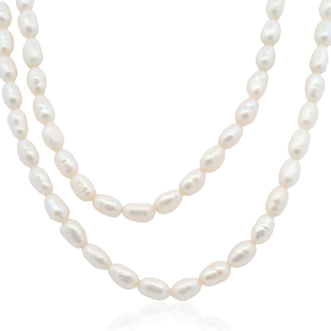 Estate 14K Yellow Gold Semi-Baoque Pearl Double-Strand Vintage Necklace