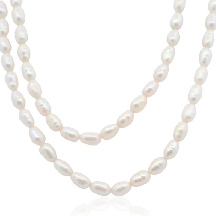Estate 14K Yellow Gold Semi-Baoque Pearl Double-Strand Vintage Necklace