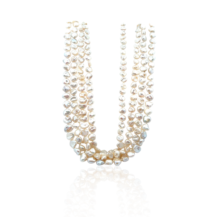 Estate 14K Yellow Gold Keshi Pearl Strand Vintage Necklace