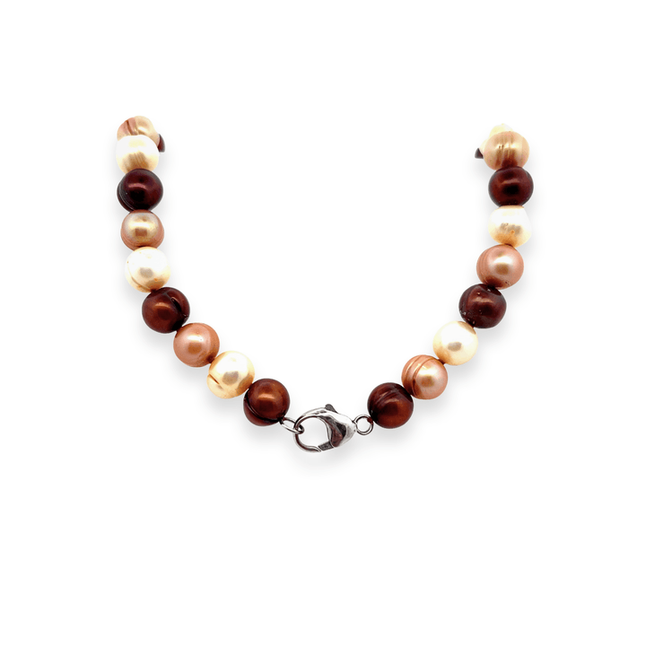 Estate Sterling Silver Vintage Dyed Multi-Colored Pearl Strand Necklace