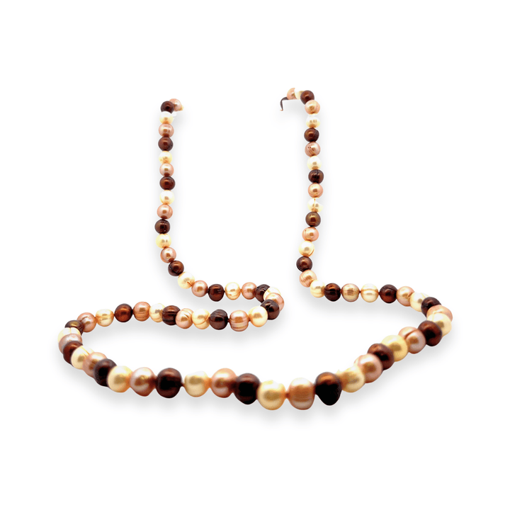 Estate Sterling Silver Vintage Dyed Multi-Colored Pearl Strand Necklace