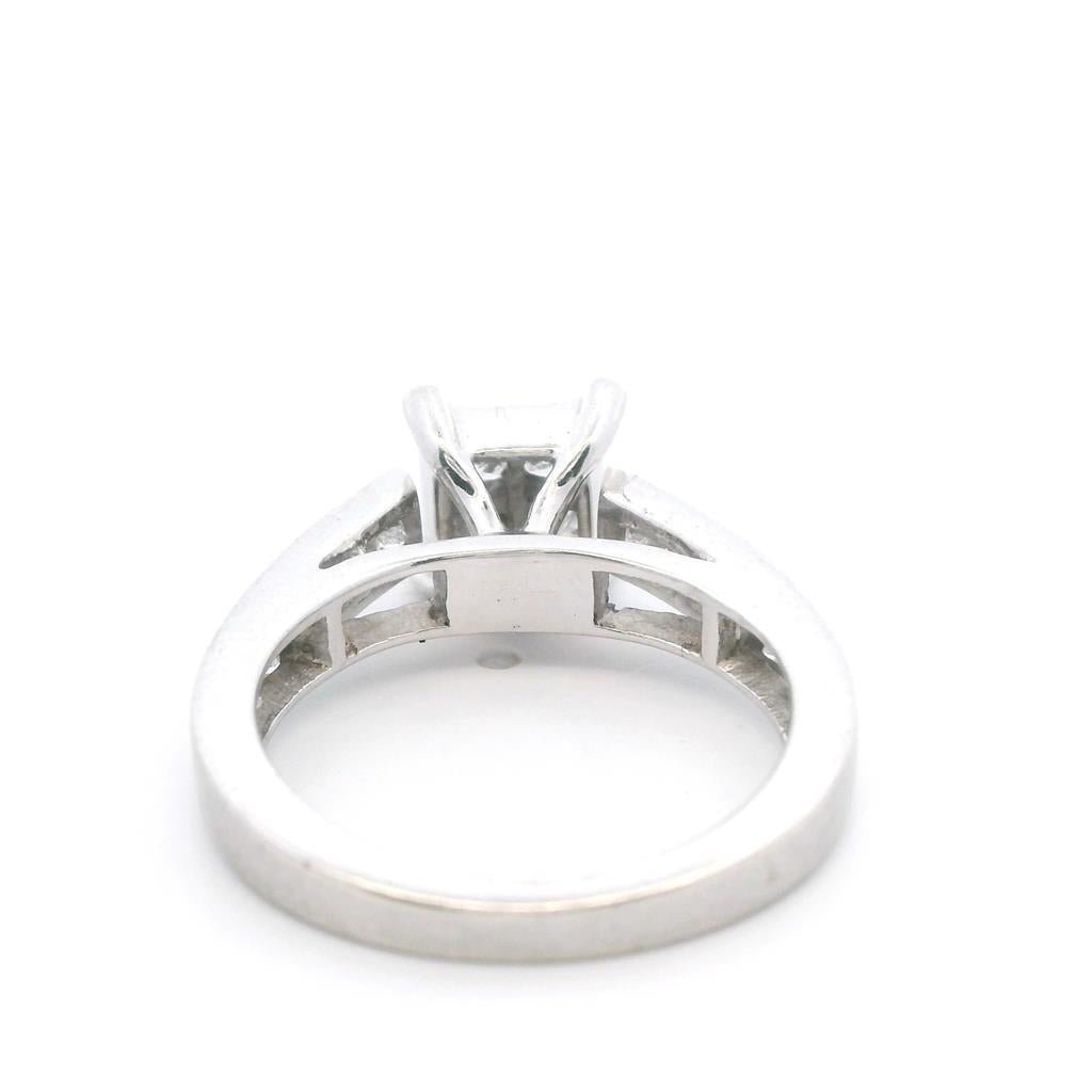 Estate 14K White Gold 0.96ctw Princess Cut Diamond Cluster Engagement Ring