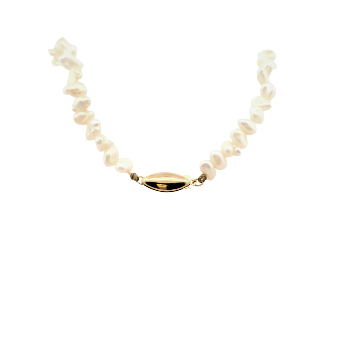 Estate 14K Gold White 24" Pearl Strand Necklace