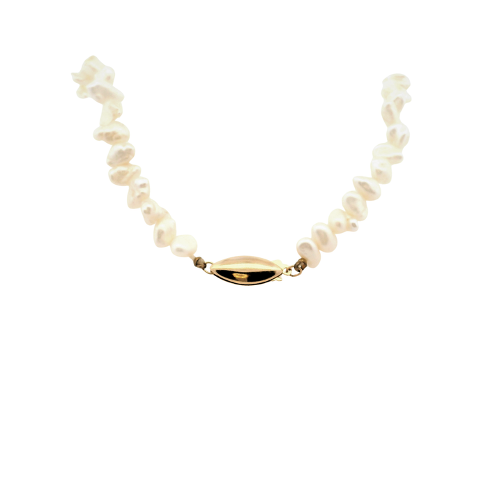 Estate 14K Gold White 24" Pearl Strand Necklace