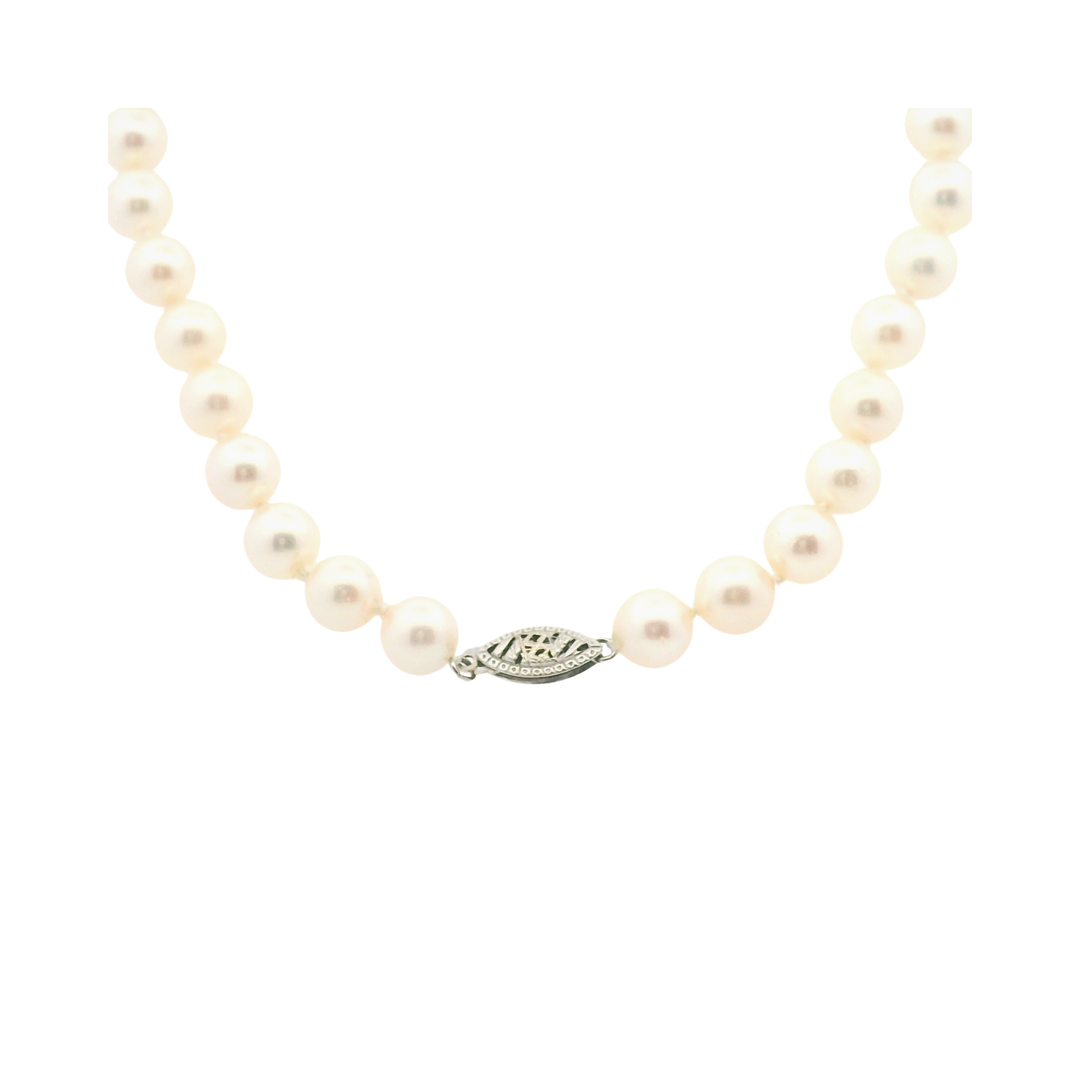 Estate 14K White Gold 7-7.2MM Freshwater Pearl Strand Necklace