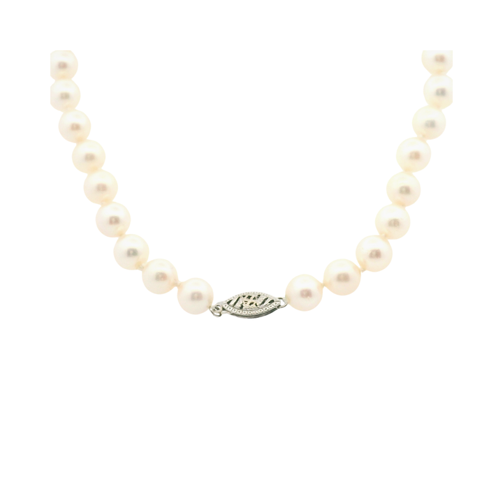 Estate 14K White Gold 7-7.2MM Freshwater Pearl Strand Necklace