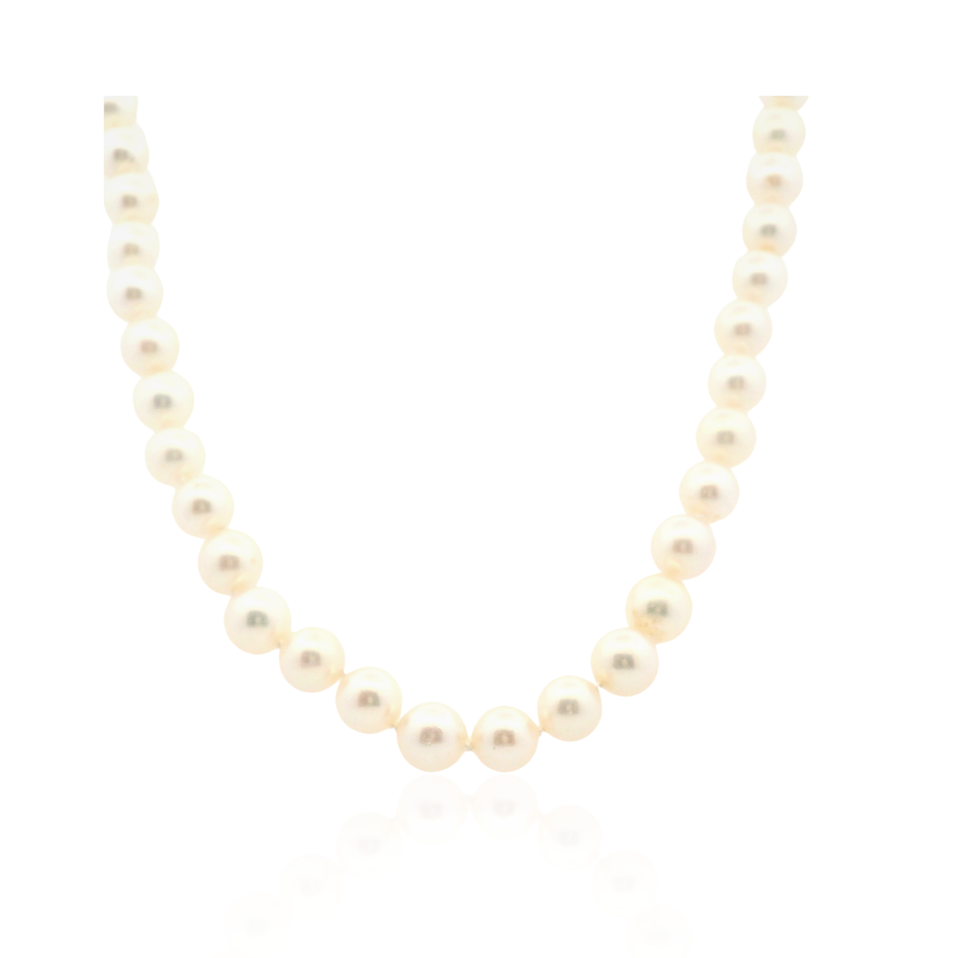 Estate 14K White Gold 7-7.2MM Freshwater Pearl Strand Necklace