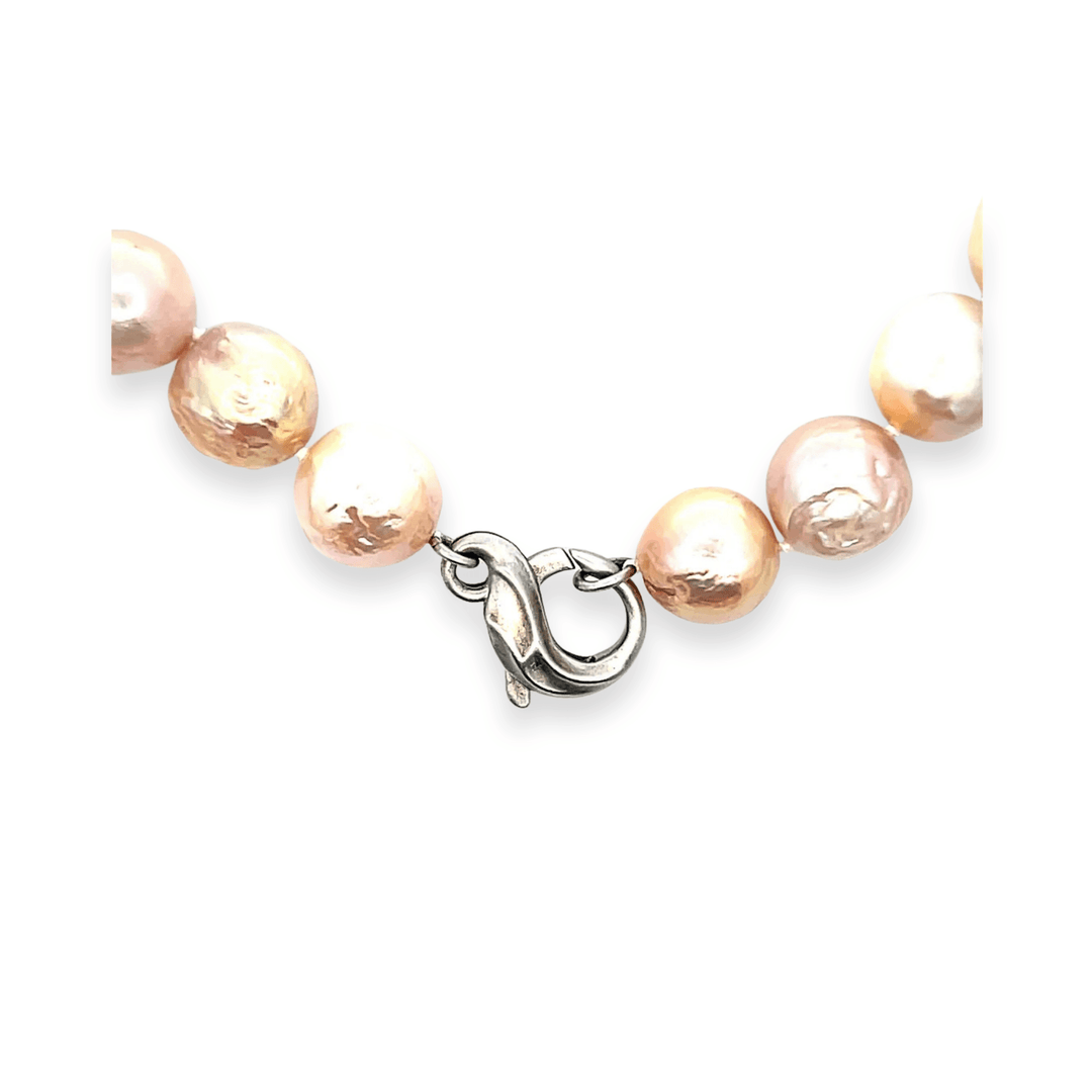 Estate Sterling Silver 13MM Semi-Baroque Pearl Vintage Strand Necklace
