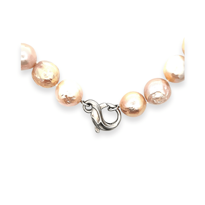 Estate Sterling Silver 13MM Semi-Baroque Pearl Vintage Strand Necklace