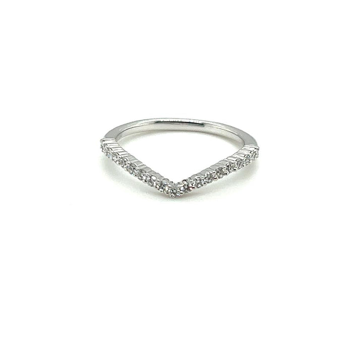 14K White Gold 0.25ctw Round Diamond Chevron Wedding Band