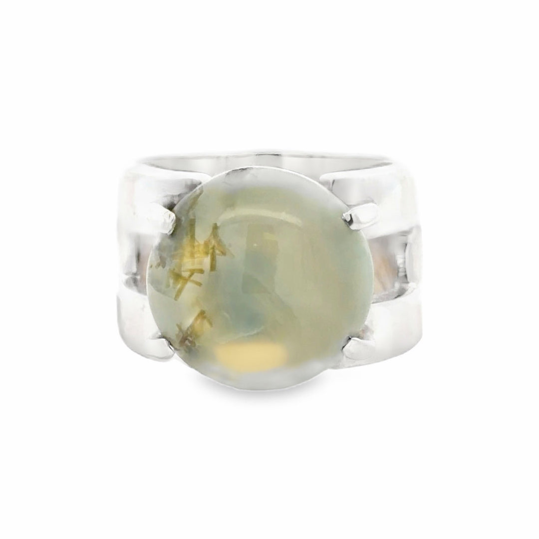 Estate Sterling Silver 10.14CTW Round Tourmaline Solitaire Ring