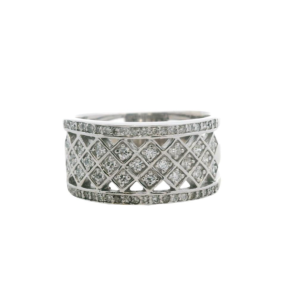 Estate 14K White Gold 0.75ctw Diamond Multi Row Fashion Band
