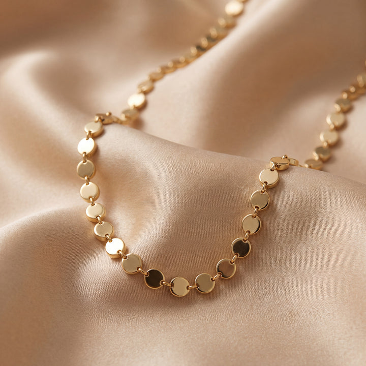 14K Yellow Gold Filled Flat Disc Necklace