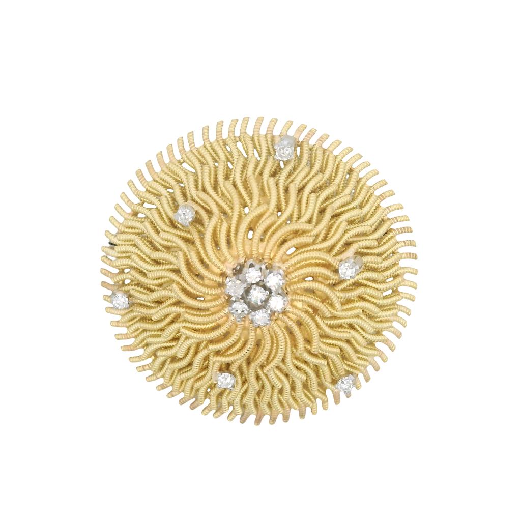 Estate 18K Yellow Gold 0.22ctw Diamond Swirl Brooch