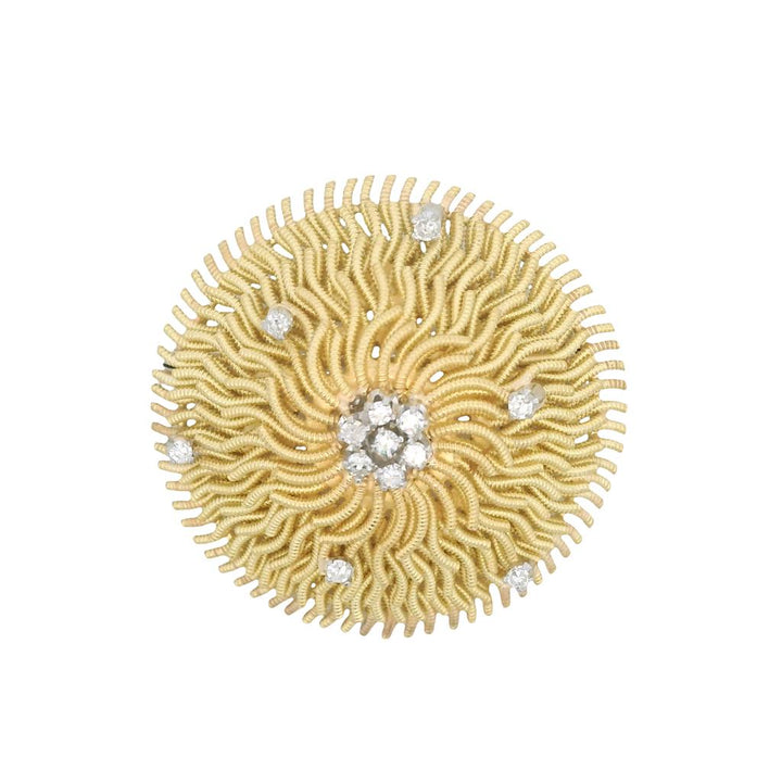 Estate 18K Yellow Gold 0.22ctw Diamond Swirl Brooch