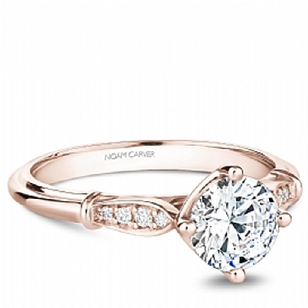 14K Rose Gold 0.06ctw Diamond Engagement Ring Mounting by Crown Ring