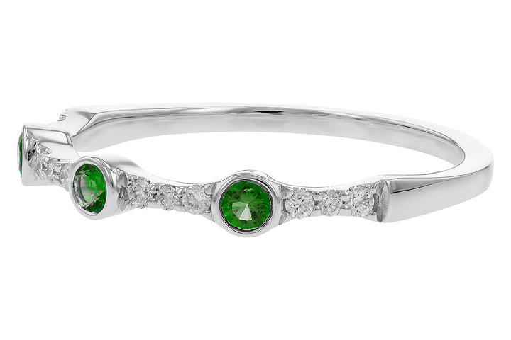 14K White Gold 0.20ctw Emerald & Diamond Station Ring by Allison Kaufman