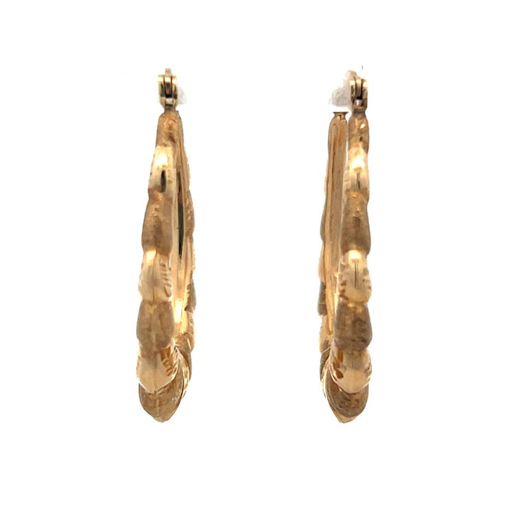 Estate 10K Yellow Gold Scalloped Hoop Earrings