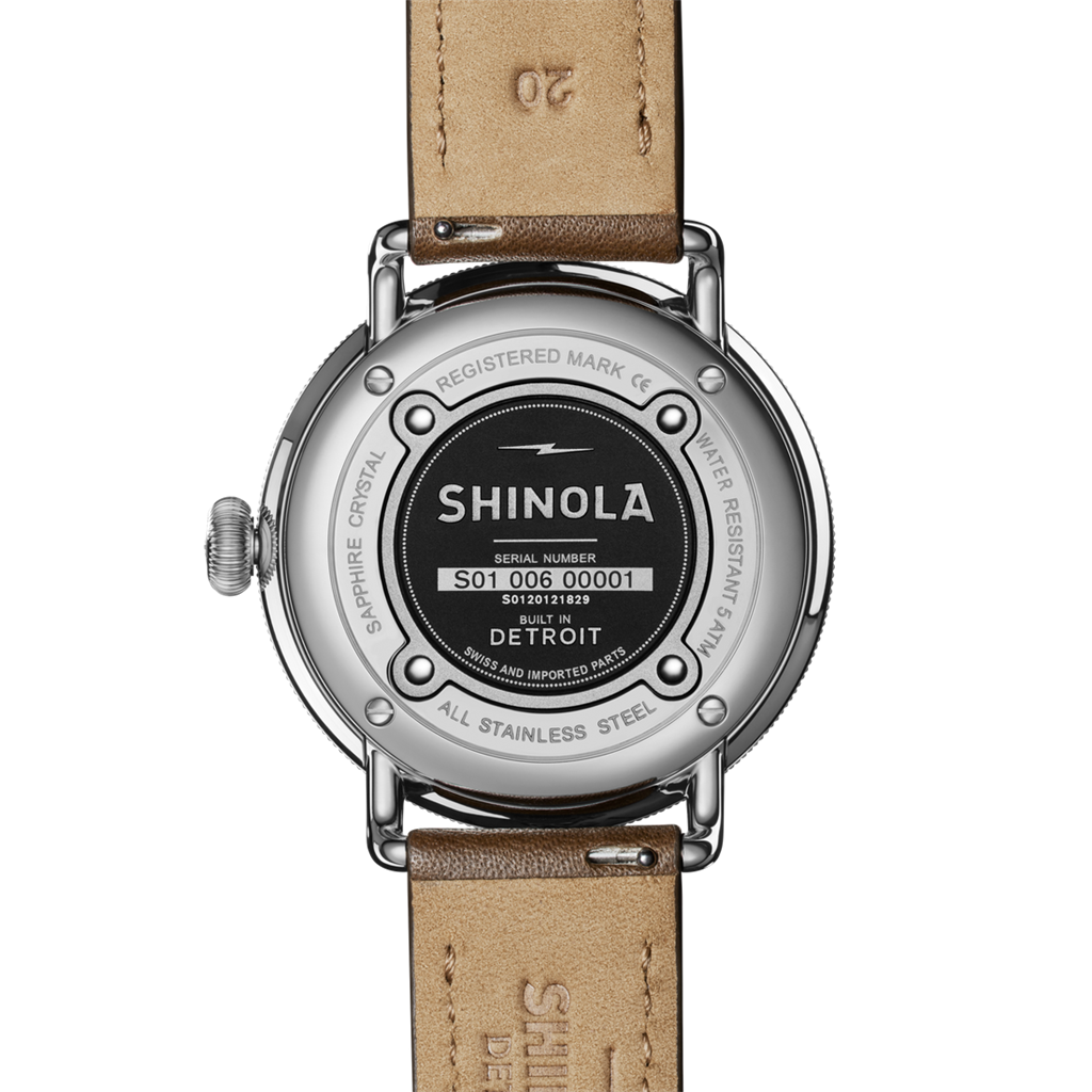 Shinola Canfield 43mm White Dial Brown Leather Strap Men's Watch