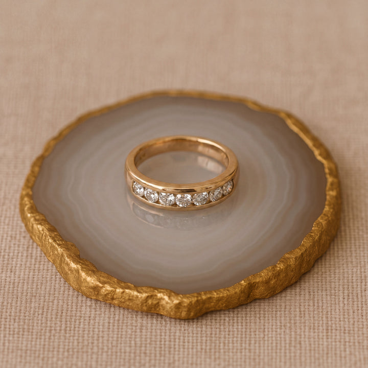 Estate 14K Yellow Gold 0.42CTW Diamond Channel Anniversary Band