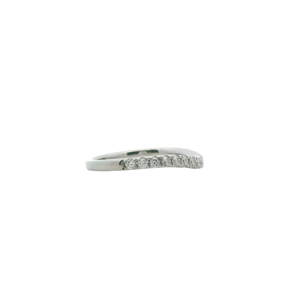 Estate 14K White Gold Curved Round Diamond Wedding Band - 0.49 TCW Contemporary Design