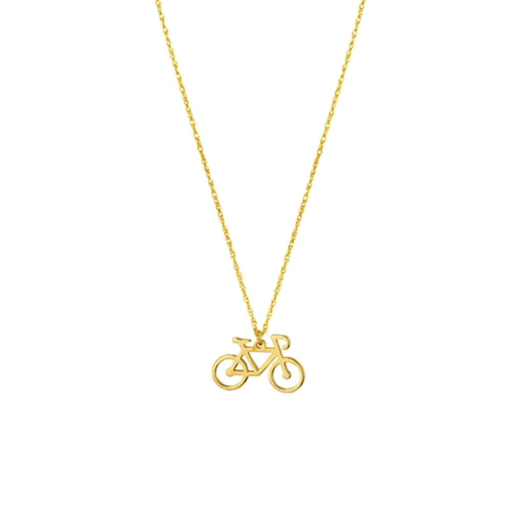 14K Yellow Gold Bicycle Pendant Necklace by Midas Chain