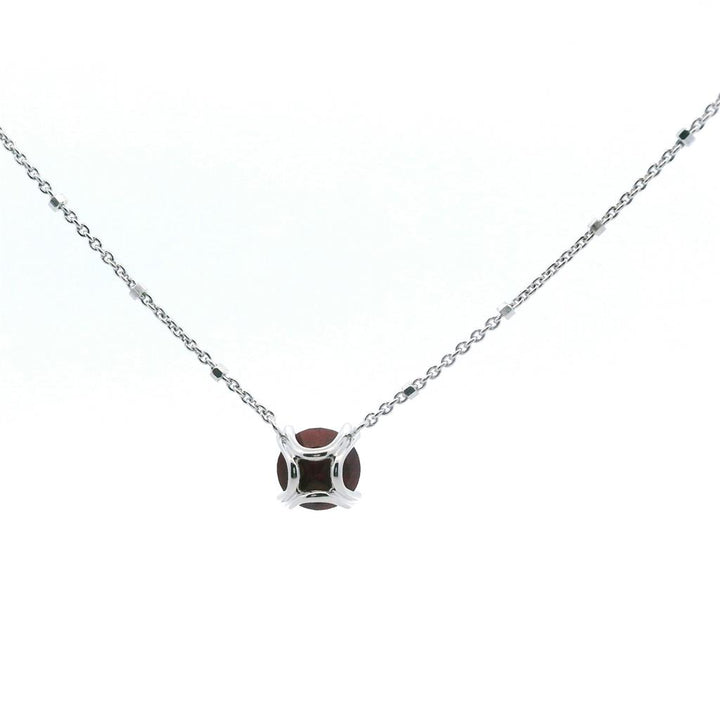 Sterling Silver Rhodium Plated Round Ruby Solitaire with 18" Chain