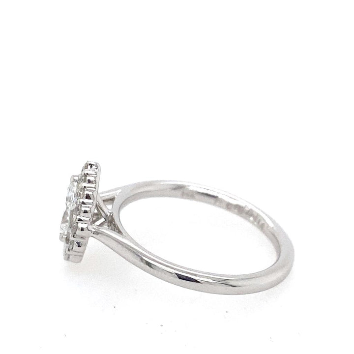 14K White Gold 0.77ctw Pear Diamond Halo Engagement Ring