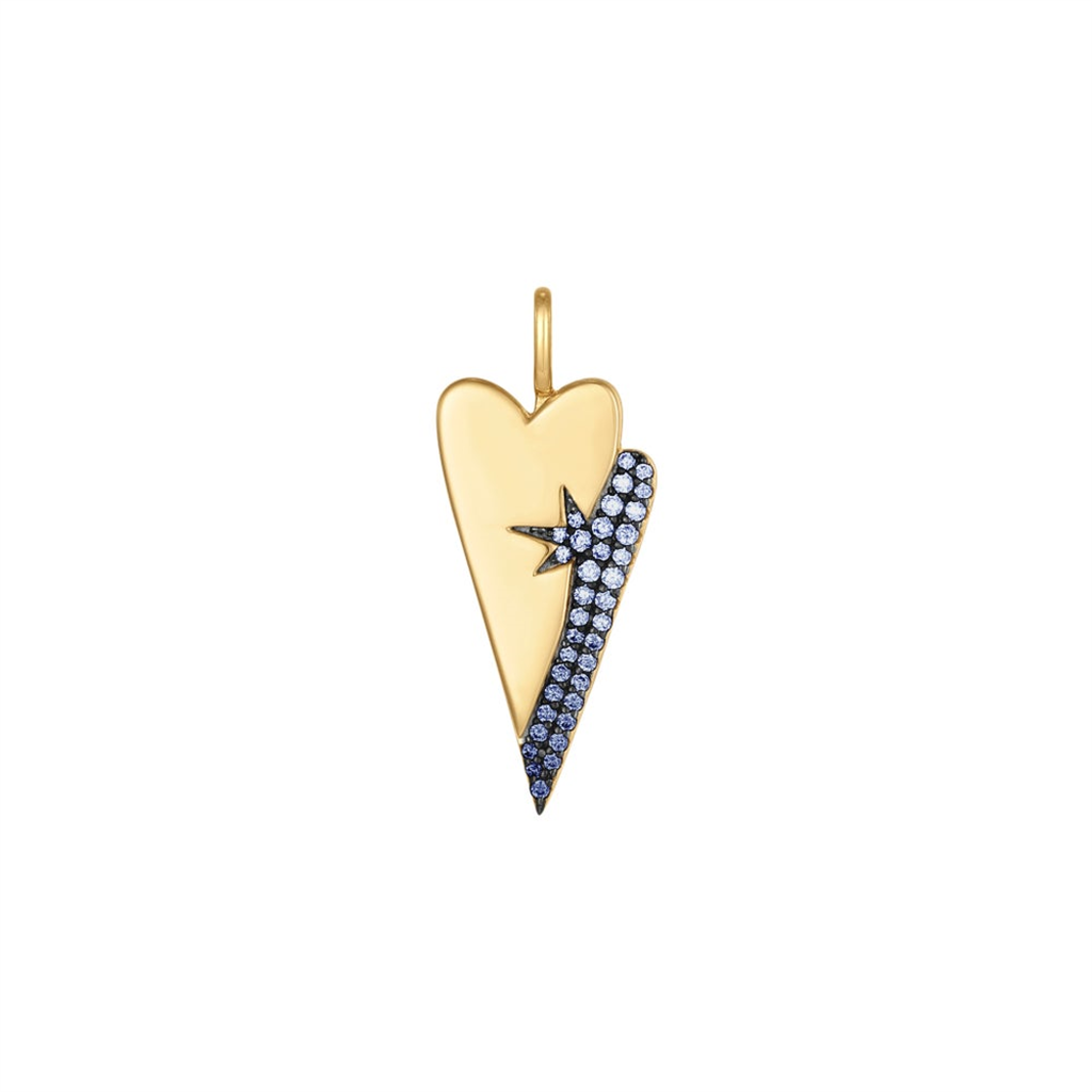 Sterling Silver & 14K Yellow Gold Plated Cubic Zirconia Heart Charm by Ania Haie