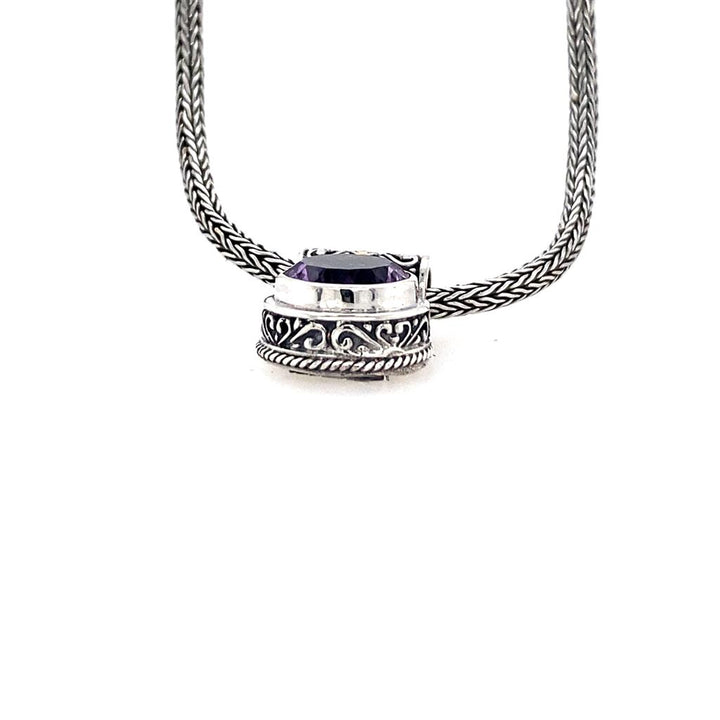 Sterling Silver & 18K Yellow Gold Amethyst Solitaire Necklace by Samuel B.