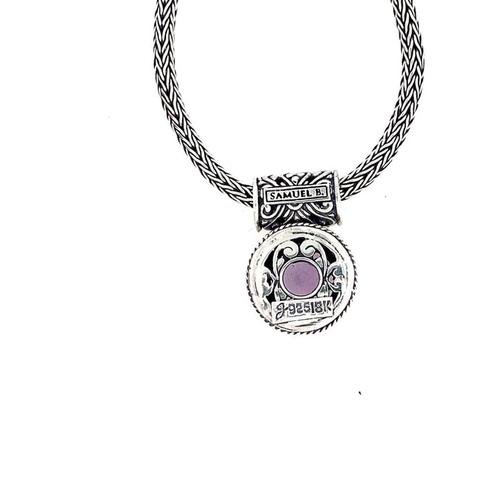 Sterling Silver & 18K Yellow Gold Amethyst Solitaire Necklace by Samuel B.