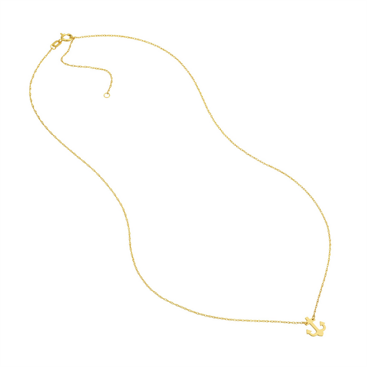 14K Yellow Gold Anchor Pendant Necklace by Midas Chain
