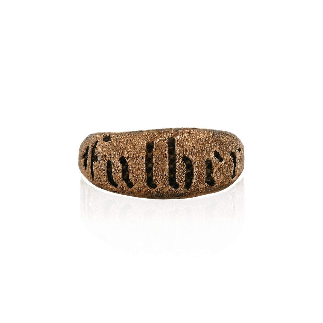 Estate 14K Yellow Gold Memorial Hairwork Ring - Victorian "Father" Remembrance As-Is