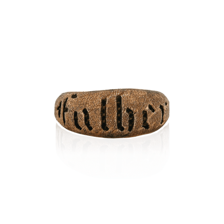 Estate 14K Yellow Gold Memorial Hairwork Ring - Victorian "Father" Remembrance As-Is