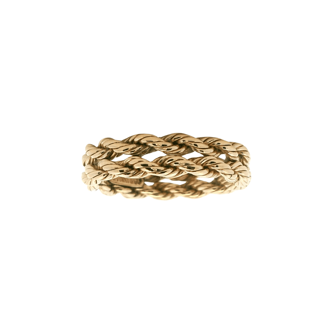 Estate 14K Yellow Gold Double Rope Band Vintage Tiffany & Co. Ring