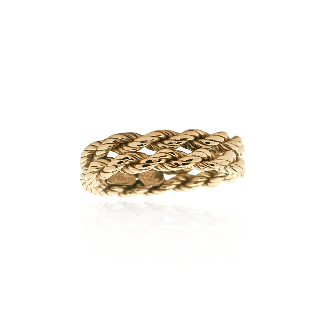 Estate 14K Yellow Gold Double Rope Band Vintage Tiffany & Co. Ring