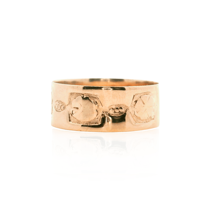Estate 14K Yellow Gold Floral Pattern Victorian Cigar Band