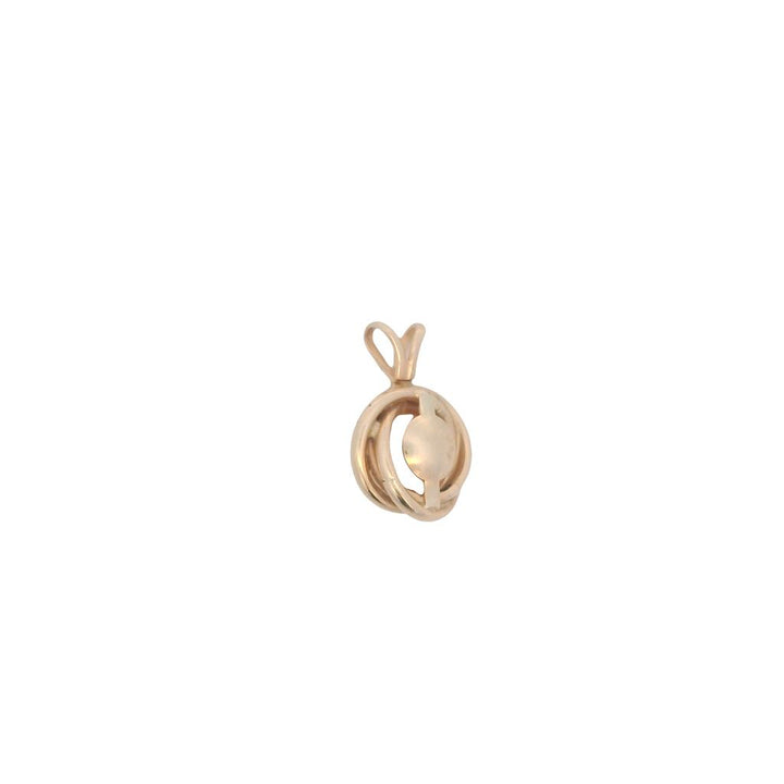 Estate 14K Yellow Gold 6.26mm Pearl Solitaire Twist Pendant