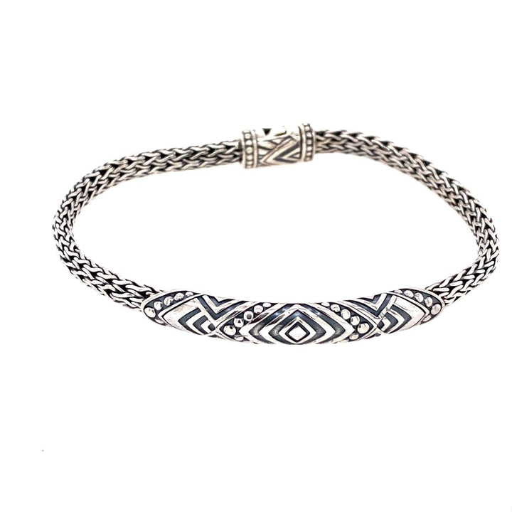 Sterling Silver Tribal Design Adang Bar Bracelet by Samuel B.