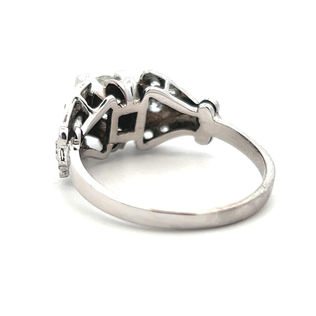 Estate 18K White Gold 0.69ctw Old European Cut Diamond Engagement Ring