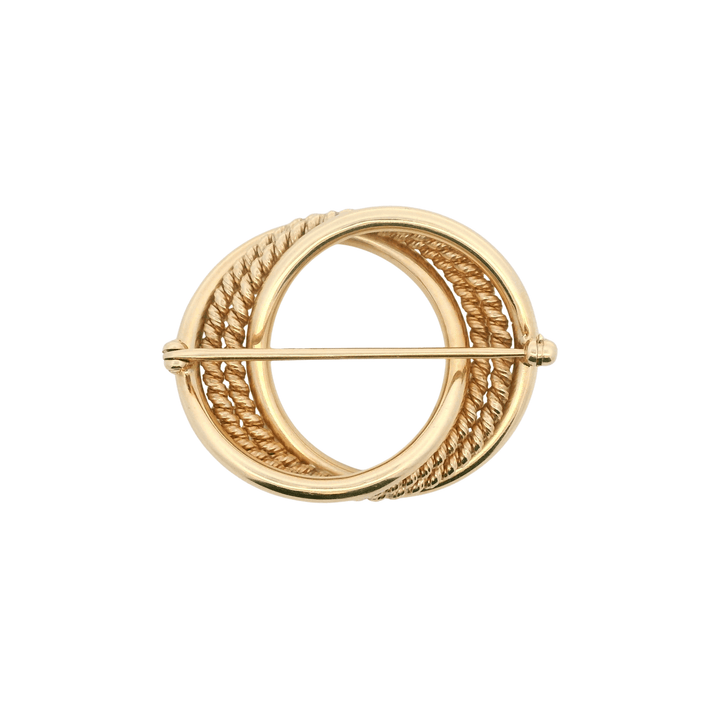 Estate 14K Yellow Gold Rope-Style Circle Knot Brooch