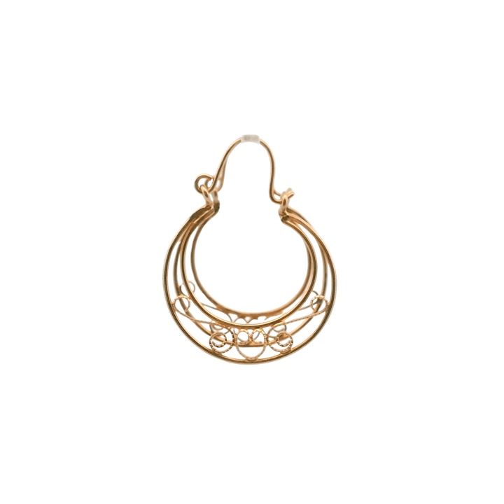 Estate 14K Yellow Gold Scroll Openwork Hoop Earrings